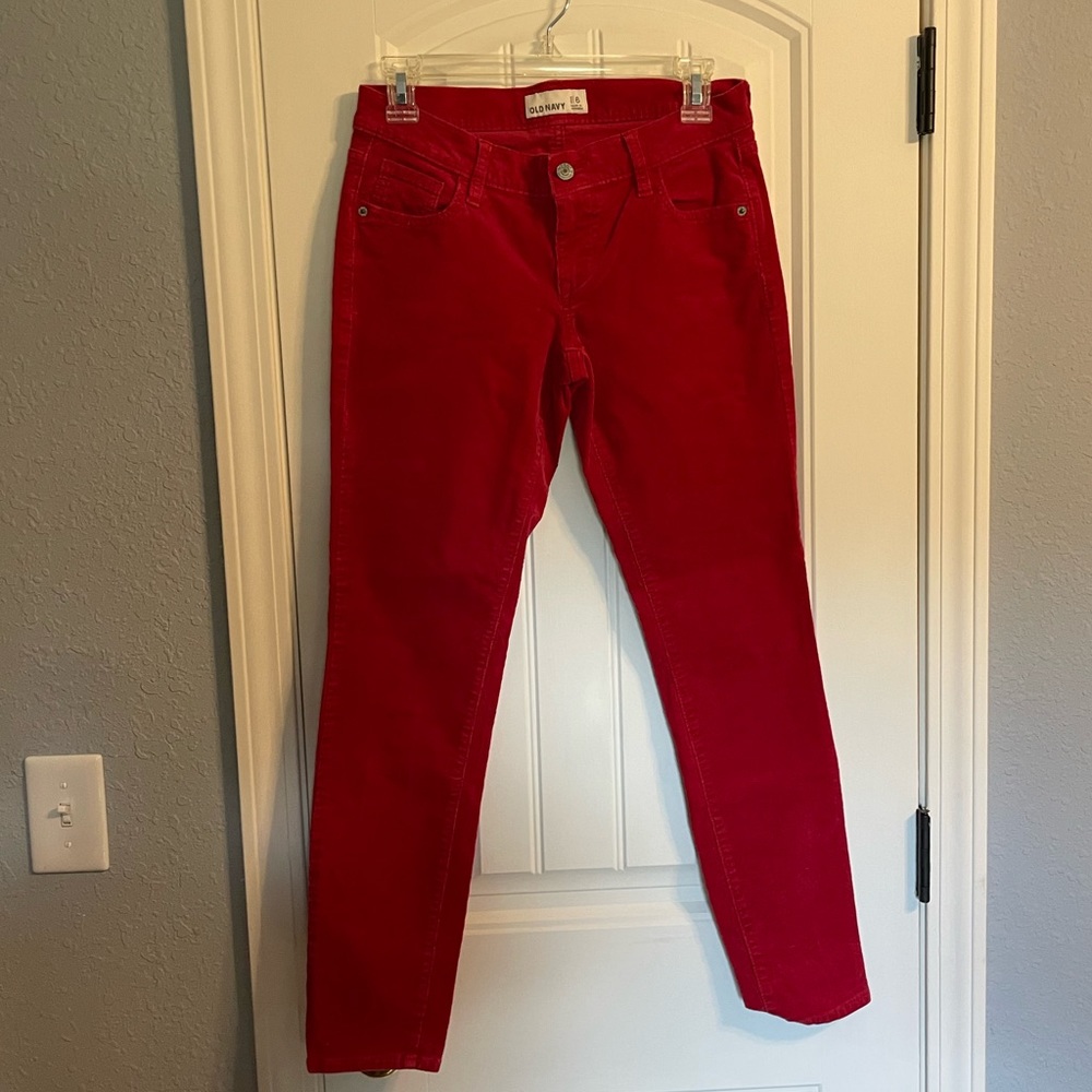 Old Navy Size 6 Rockstar Corduroy Saucy Red Skinny Pants